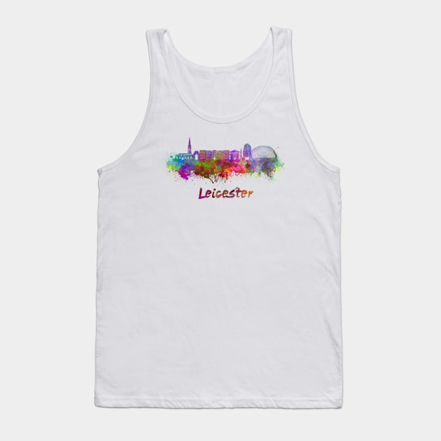 Leicester skyline in watercolor Tank Top by PaulrommerArt